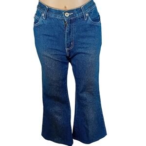 NWOT VTG 90s Y2K Stone Original Denim Jeans Glitter Sparkle Wide Rave Cyber S/28